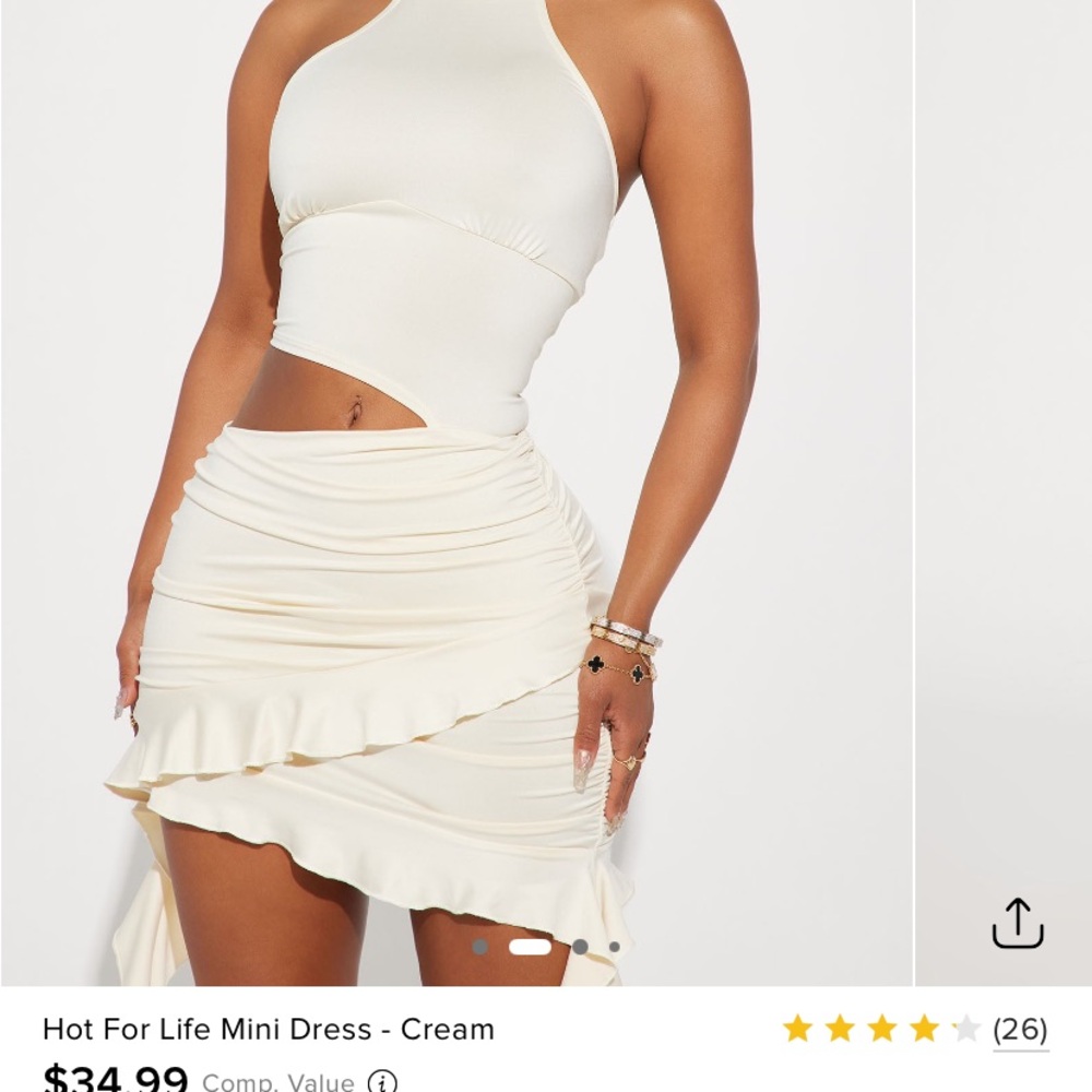 Cream Ruffle Mini Dress